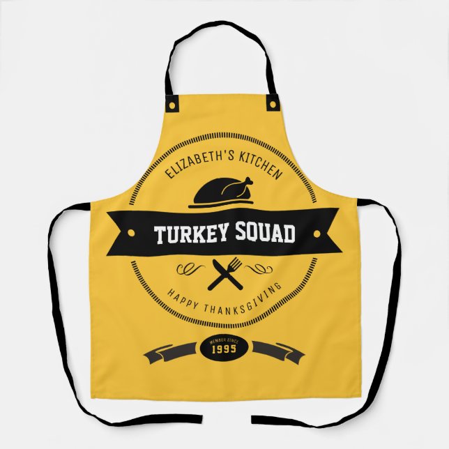 Tablier Turquie Squad Funny Hipster Jaune et Noir (Recto)