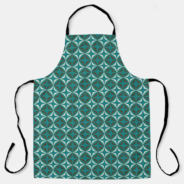 Tablier Turquoise, Brown, Carrelage blanc sans couture mot (Recto)