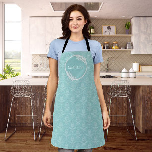 Tablier Turquoise Elegant Damask Espace personnalisé