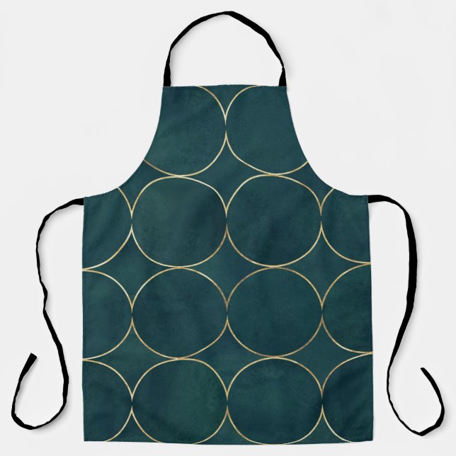 Tablier Turquoise foncé, Cercles d'or Aquarelle. (Recto)