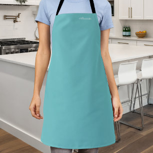 Tablier Turquoise moderne bleu modèle blanc