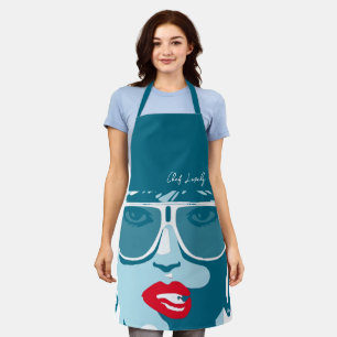 Tablier Turquoise Pop Art Jolie Femme Lunettes de soleil L