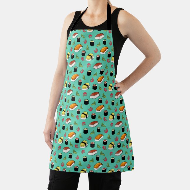Tablier Turquoise Sushi Motif Apron (Insitu)