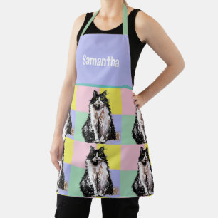 Tablier Tuxedo Chat Cute Chats Noir Blanc Pastel Arc-en-ci
