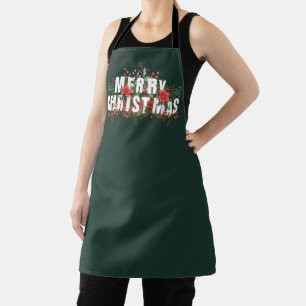 Tablier Typographie blanche Elegante Joyeux Noël
