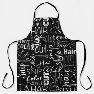 Tablier Typographie Coiffeur Noir Et Blanc Moderne