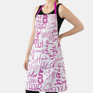 Tablier Typographie Du Coiffeur Rose Et Blanc Moderne