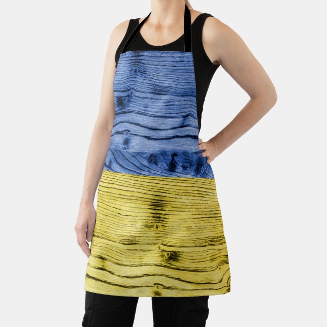 Tablier Ukraine drapeau bleu jaune motif de texture de boi (Insitu)