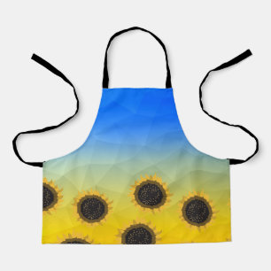 Tablier Ukraine jaune bleu géométrie maillage motif Fleurs