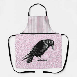 Tablier Un corbeau ou corneille Halloween rose et noir