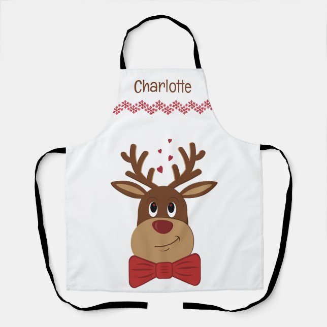 Tablier Un renne d'amour de Noël personnalisé (Recto)