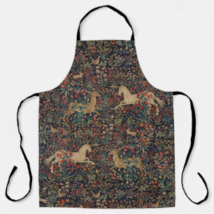 Tablier Unicorn médiéval Stag Deer Midnight Floral Garden