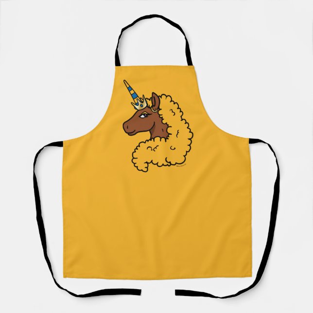 Tablier Unicorne Afro Jaune (Recto)