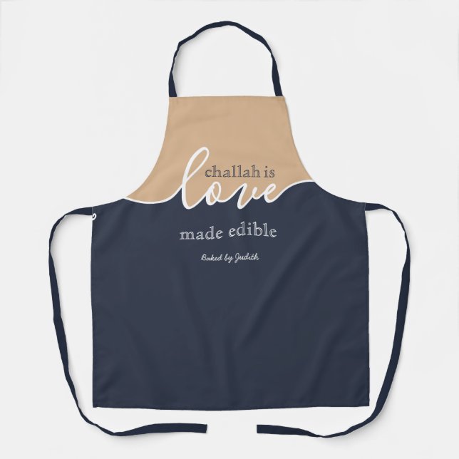 Tablier Unique minimaliste Script Challah is Love Apron (Recto)