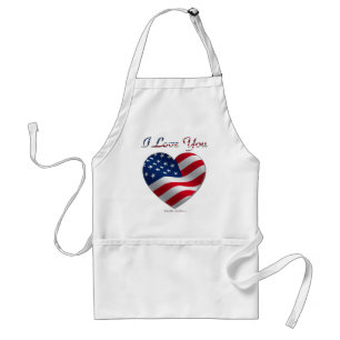 Tablier USA Flag Heart Je t'aime
