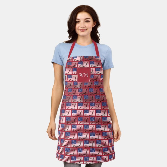 Tablier USA FLAG | Monogramme | Américain (Porté)