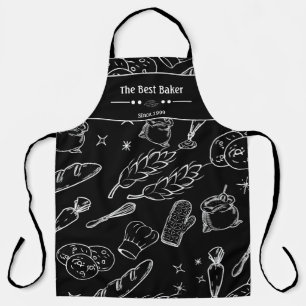 Tablier ustensiles de cuisine noir blanc cuisine boulanger