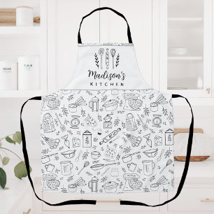 Tablier Ustensiles de cuisine personnalisés dessinés à la 