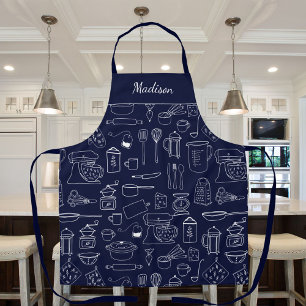 Tablier Ustensiles de cuisine vintage modernes Cute Doodle