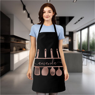 Tablier Ustensiles en or rose pour chef personnel cuisine