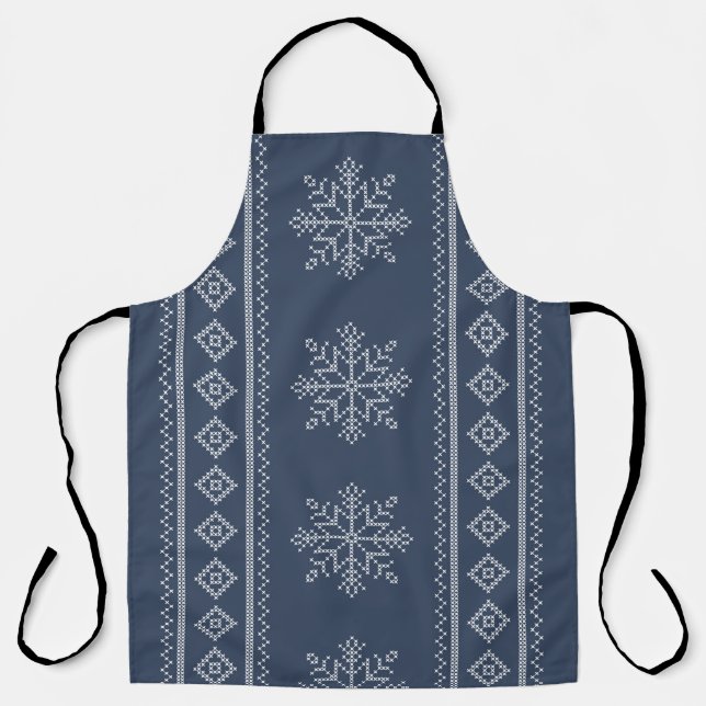 Tablier Vacances d'hiver tricot snowflake design (Recto)