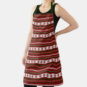 Tablier Vacances Rouge et Vert Fair Isle Apron