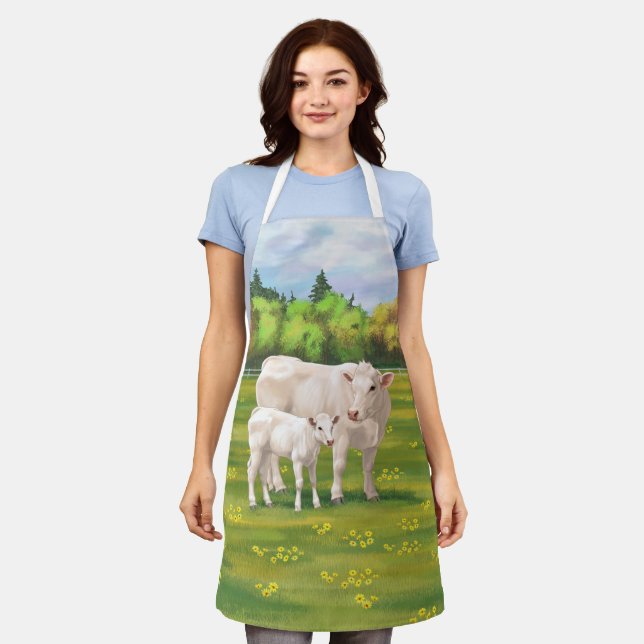 Tablier Vache Charolais Blanche & Boeuf de veau Cupide (Porté)