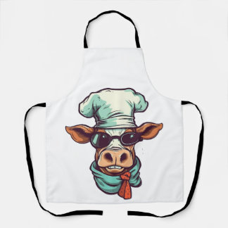 Tablier Vache Chef Avec Des Lunettes Sur Un Animal De Ferm