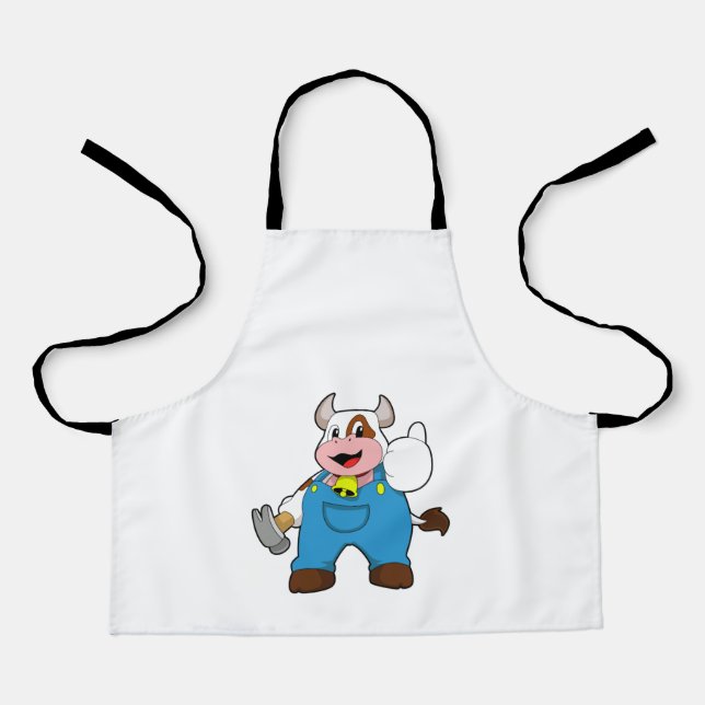 Tablier Vache comme artisan avec marteau (Recto)