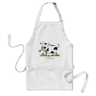 Tablier Vache mignonne en vert dessin animé sur le terrain