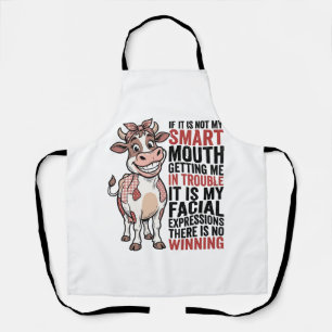 Tablier Vache mignonne insolente graphique vintage Smart M