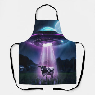 Tablier Vache rencontre des aliens.