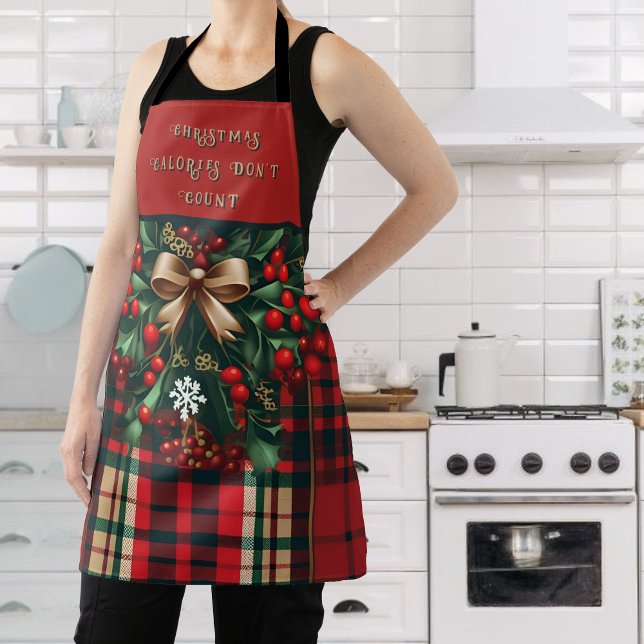 Tablier Vaches et baies de Noël Plaid Apron (Créateur téléchargé)