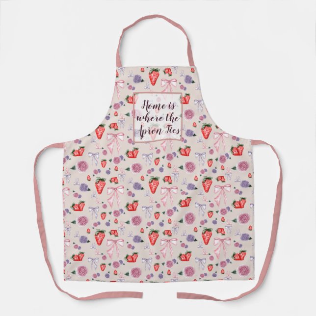 Tablier Vaches, Roses et fraises Coquette Motif (Recto)