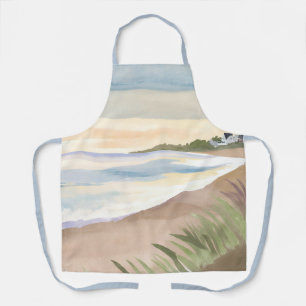 Tablier Vagues de plage   Aquarelle de l'océan côtier