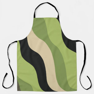 Tablier vagues, vert, noir et beige courbes colorées