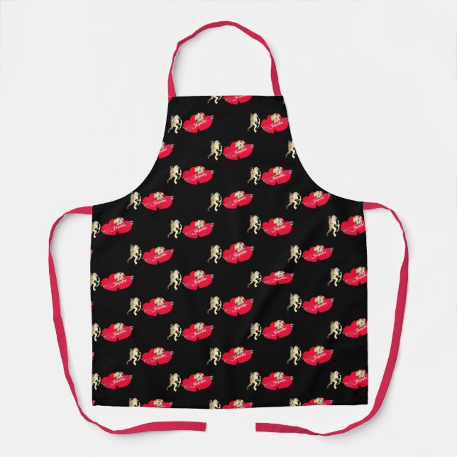 Tablier Valentine's Cupid w/Hearts All-Over Print Apron (Recto)
