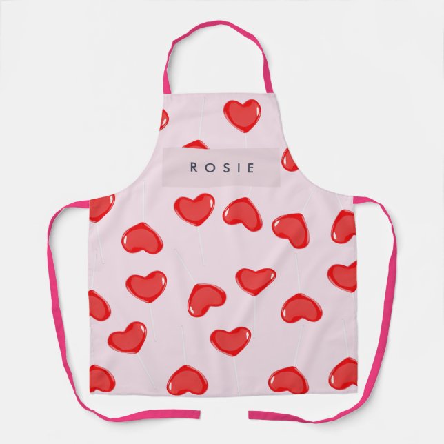 Tablier Valentines personnalisées de Lolipop Coeur Monogra (Recto)