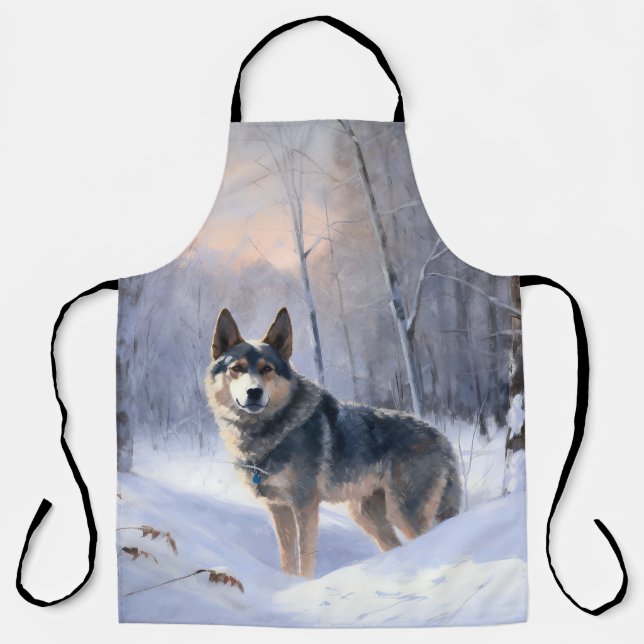 Tablier Vallhund suédois Laisser neiger Noël (Recto)
