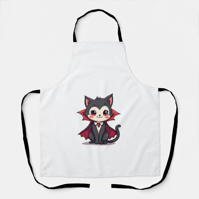 Tablier Vampire Cat � Cute Halloween Pet Tee (Recto)