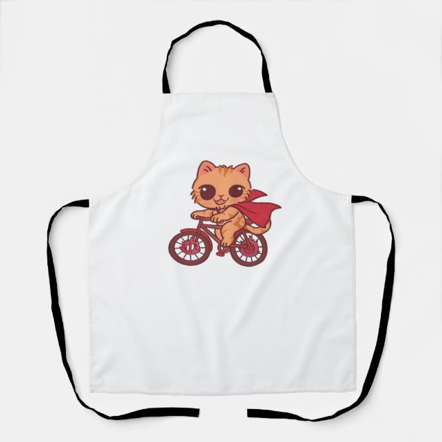 Tablier Vampire Chat sur la promenade à vélo d'Halloween - (Recto)