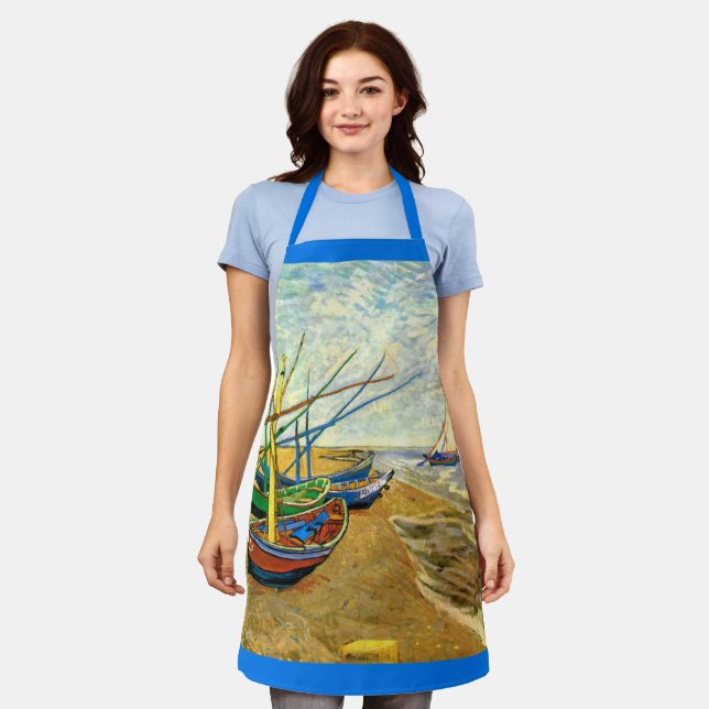 Tablier Van Gogh Bateaux de pêche sur la plage de Saintes  (Porté)