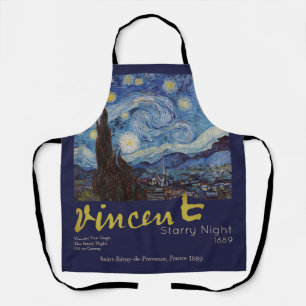Tablier Van Gogh Nuit étoilée Vintage Bleu Chef-d'œuvre