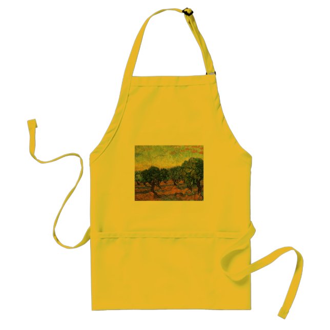 Tablier Van Gogh Olive Grove avec ciel orange (Devant)