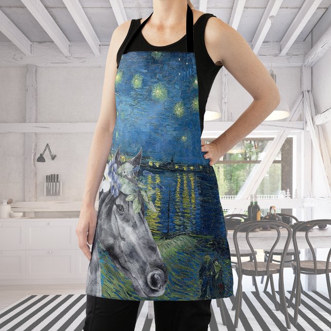Tablier Van Gogh Starry Nuit et Black Horse (Créateur téléchargé)