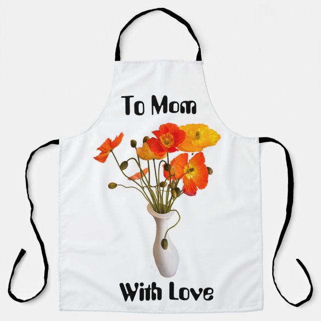 Tablier Vase de la Fête des mères de pavots Apron (Recto)
