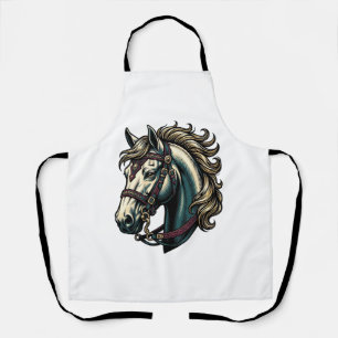 Tablier Vecteur de tête de cheval de gravure vintage