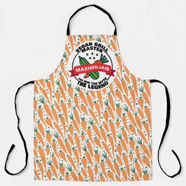 Tablier Vegan grill maître homme mythe légende carottes (Recto)