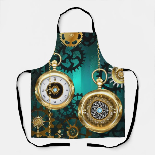 Tablier Veille bijoux Steampunk sur un Arrière - plan vert (Recto)