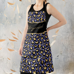 Tablier Veri Peri violet Empreinte de léopard noir avec no